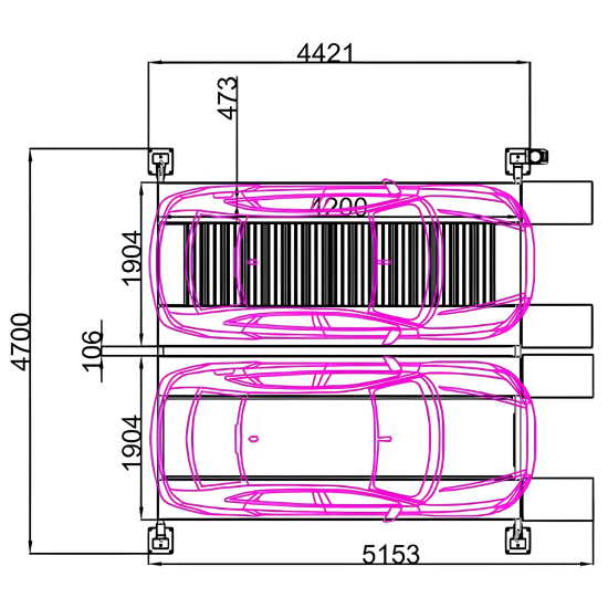 Czterokolumnowy podwójny podnośnik parkingowy Bestlift 436P-D
